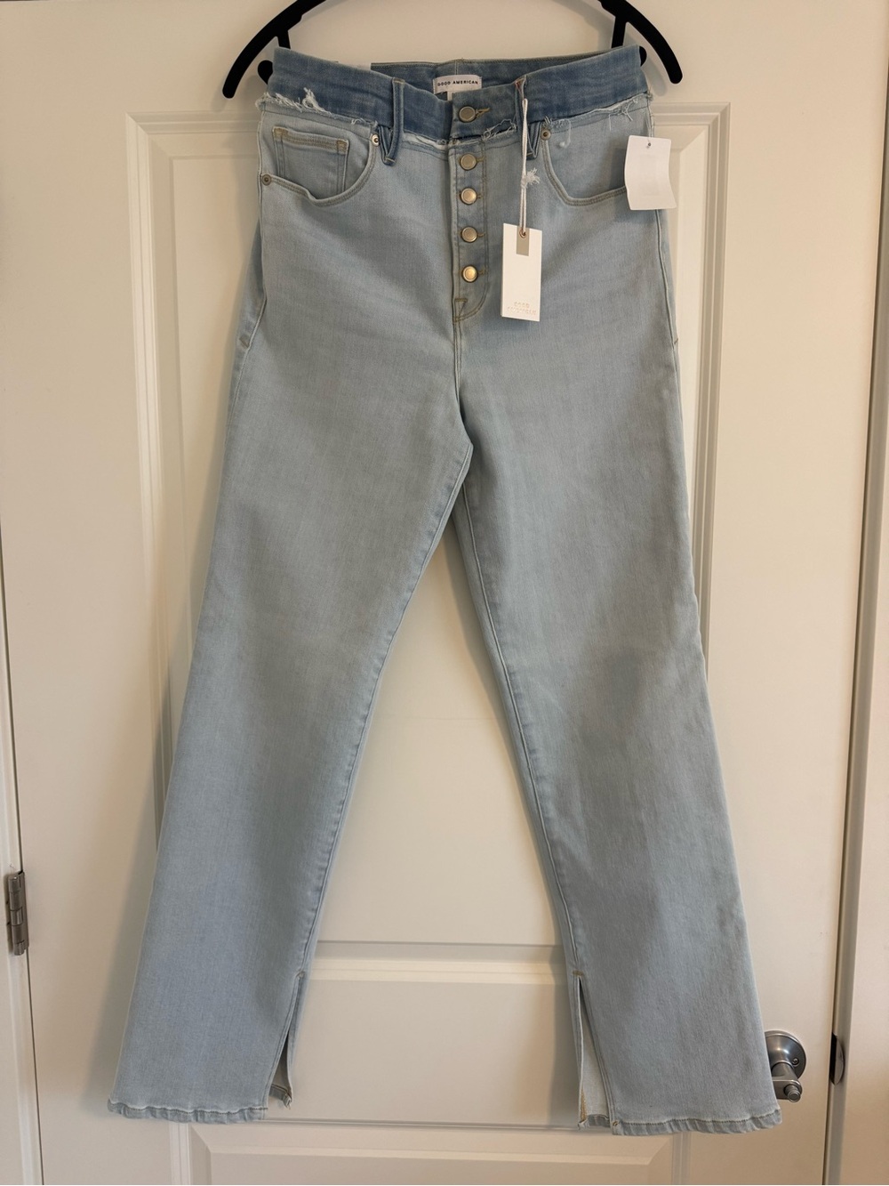 Good American Light Blue Jeans with Button Fly